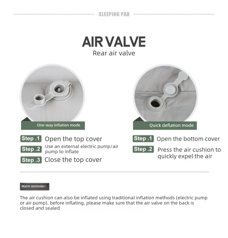 Outdoor Camping Self-Inflatable Air Mattress Portable Foot Press Beach Picnic Mat Foldable TPU Sleeping Pad Black and Grey