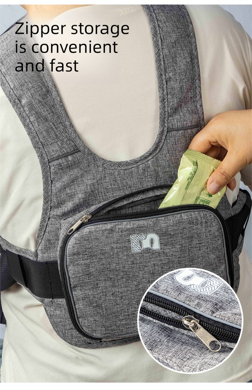 Child Motorcycle Safety Harness Strap Adjustable Passenger Belt with Handles & Storage Pocket Breathable Linen Grey for Scooter