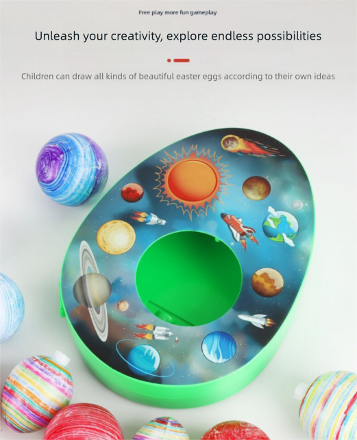 Easter Egg Decorating Kit Electric DIY Planet and Galaxy Painting Machine with 8 Markers and 3 Toy Eggs Space Set