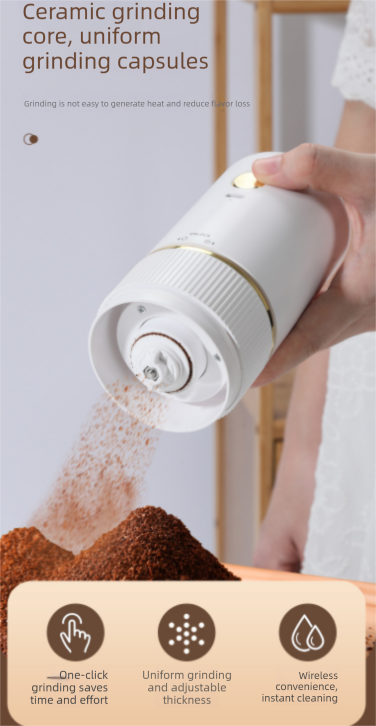 Portable Electric Coffee Grinder Wireless Rechargeable Burr Mill with Cleaning Brush Automatic Bean Grinder MDJ-13 Black