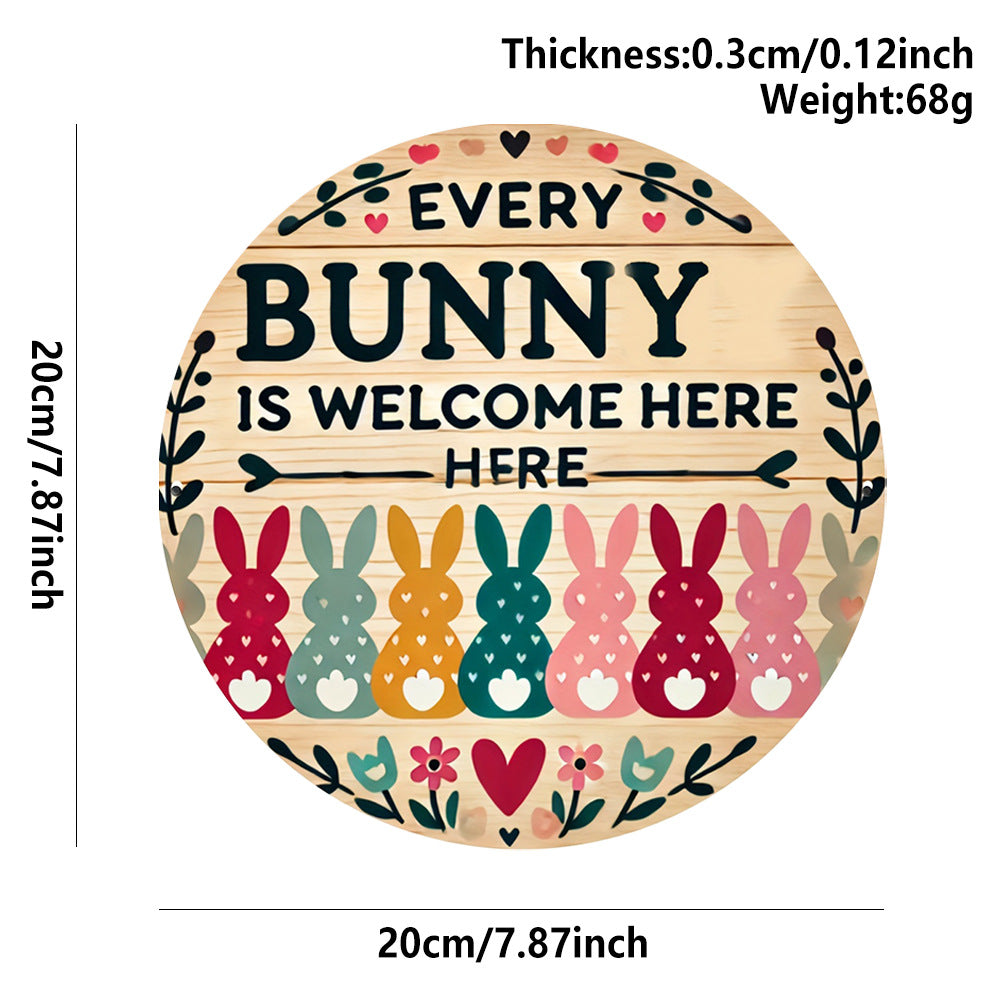 Easter Wooden Door Sign & Hanging Ornament 3-Piece Set – Colorful Bunny Slogans, Blue Gingham Watering Can, and Coffee Bunny Designs