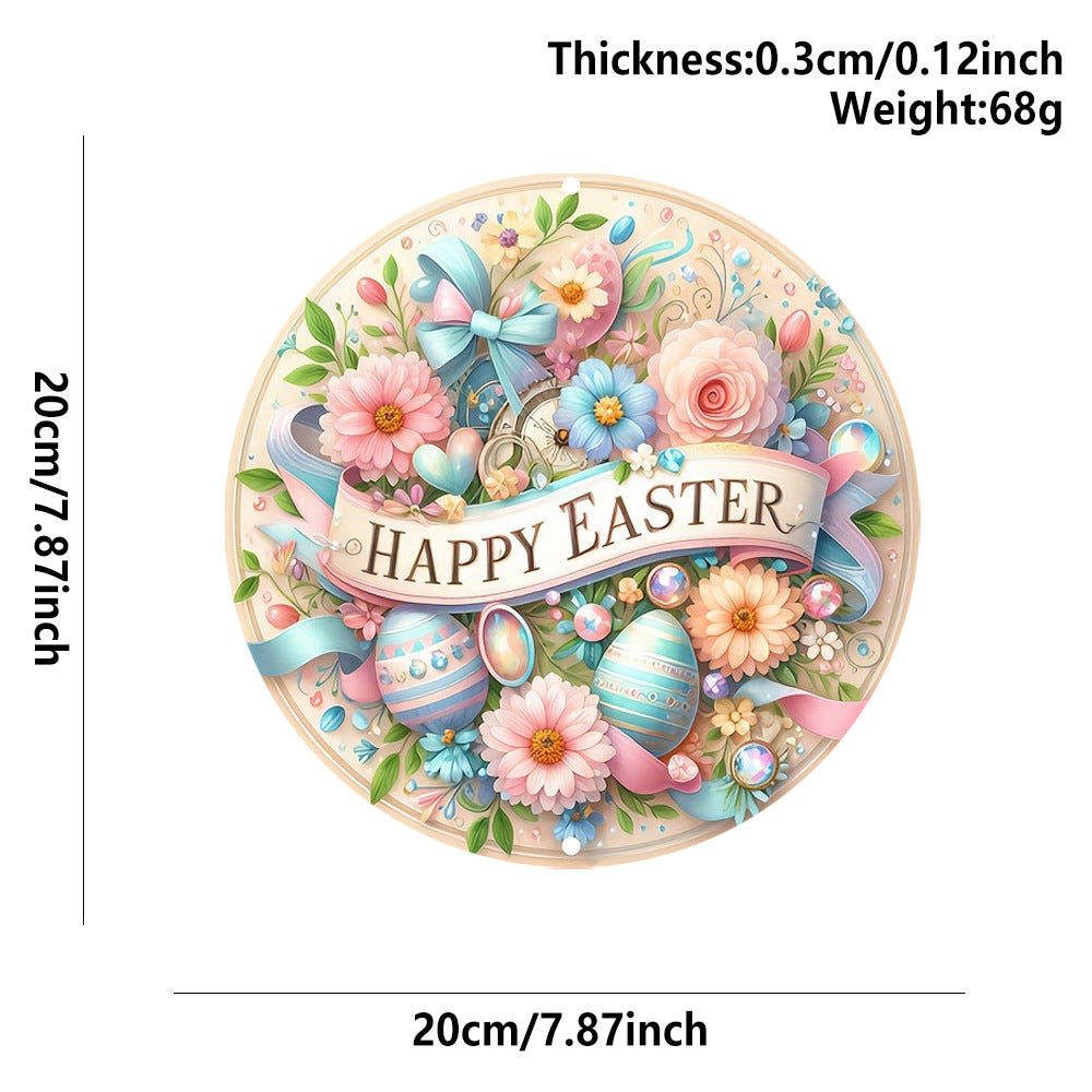 Easter Wooden Door Sign & Hanging Ornament 3-Piece Set – Happy Easter Flowers, Bunny Welcome, and Egg Wreath Designs