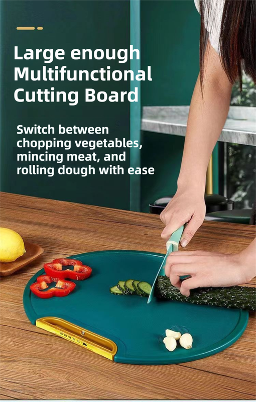 35X35CM Thickened Circular Standable Cutting Board - Food-Grade Double-Sided Kitchen Board with Space-Saving Vertical Storage