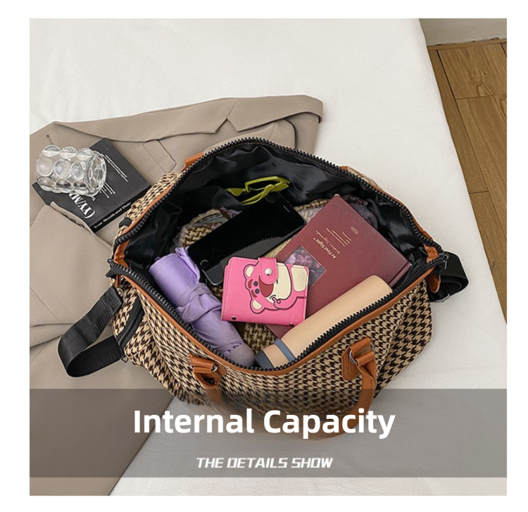 Black Large Capacity Knitted Travel Bag with Shoe-Zone - Weekend Overnight & Carry-on Gym Bag