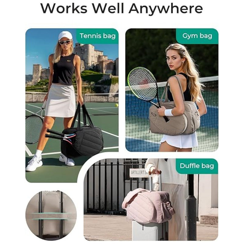42L Light-Grey Tennis & Pickleball Expandable Tote Bag wIth Shoe-Zone & Bottle Side Pocket - Waterproof Gym Bag for Racquets & Paddles