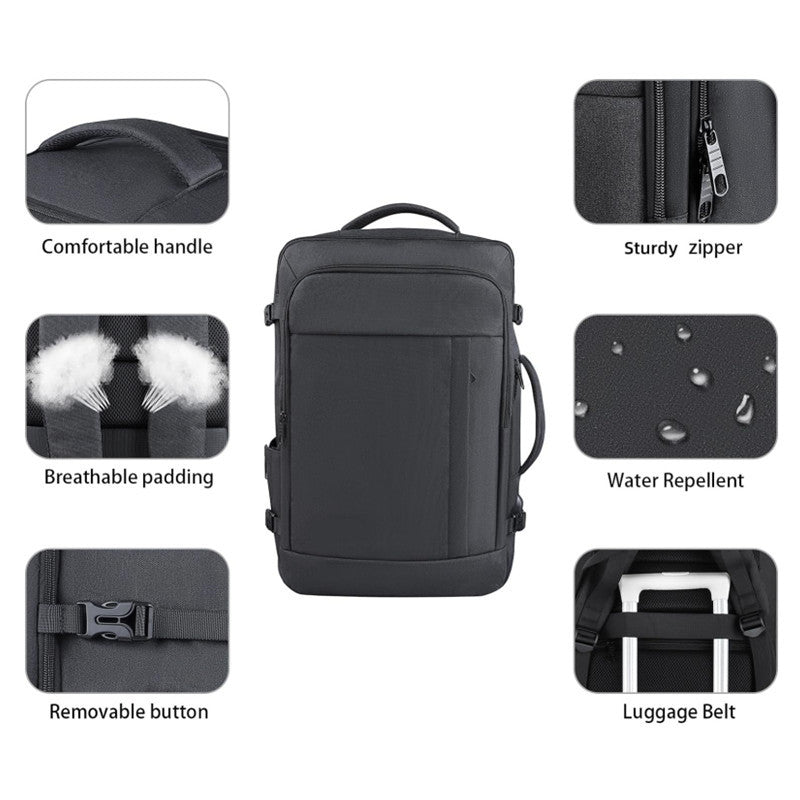 Grey Expandable 17-Inch Laptop Travel Backpack with USB Port - Durable TSA Friendly Carry-on Luggage Bag