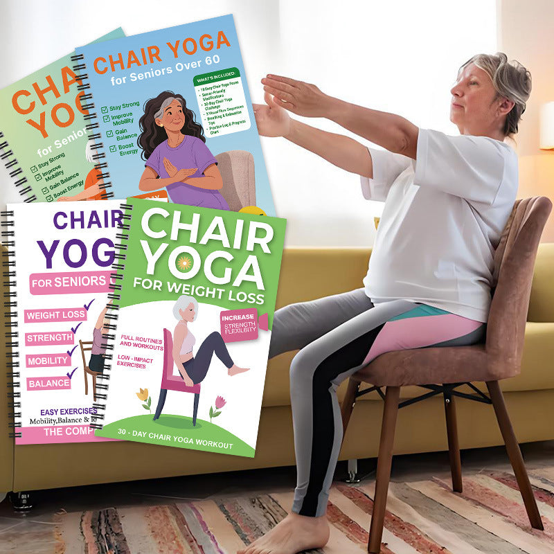 4-Pack Chair Yoga for Weight Loss Guide Set for Seniors - Portable & Easy-to-Follow Wellness Workout for Gentlely Fat Burning & Muscle Toning
