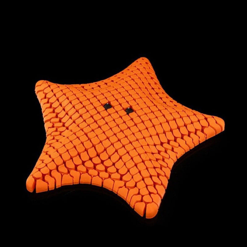 Orange 3D-Printed Articulated Starfish Fidget Toy for Stress Relief - Eco-Friendly 12cm Sensory Toy for Kids & Adults
