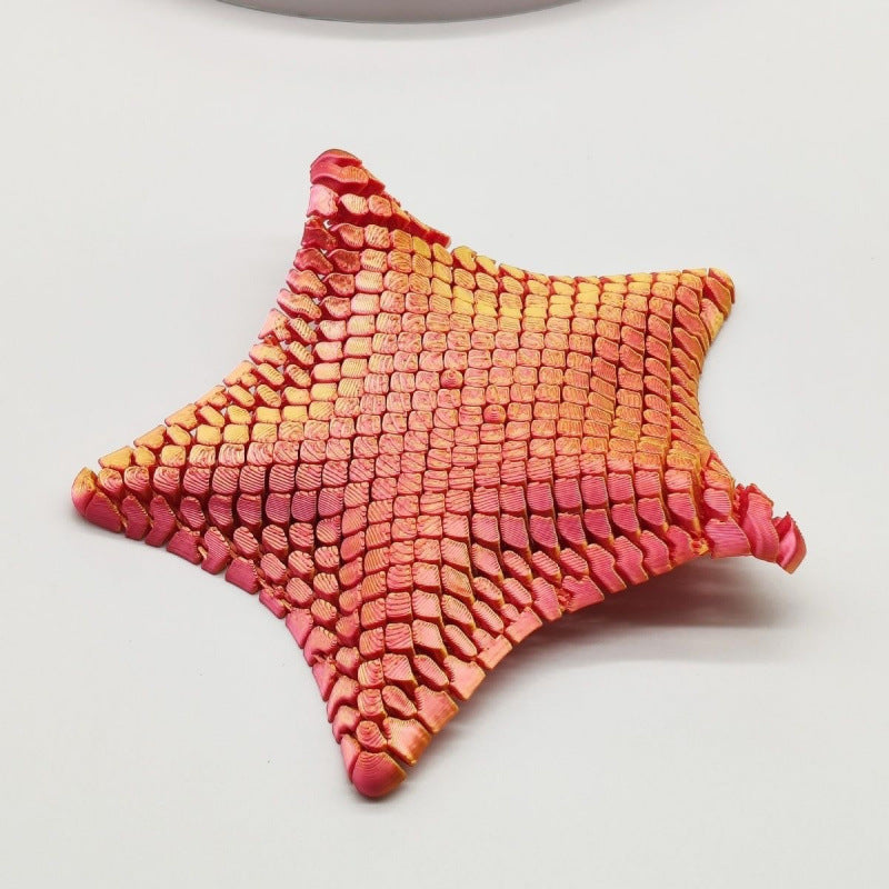 Red-Gold 3D-Printed Articulated Starfish Fidget Toy for Stress Relief - Eco-Friendly 12cm Sensory Toy for Kids & Adults