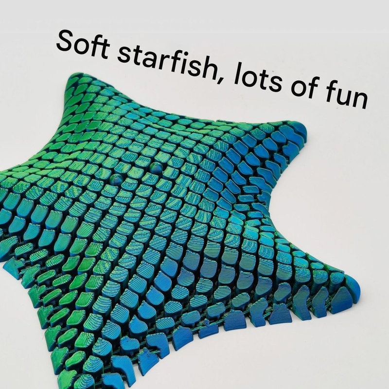 White 3D-Printed Articulated Starfish Fidget Toy for Stress Relief - Eco-Friendly 12cm Sensory Toy for Kids & Adults