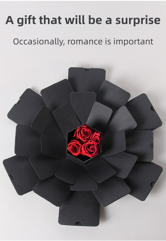 Black Hexagon 4-Layer 12-Pocket Explosion Gift Box(DIY) - Creative Handmade Photo Album & Scrapbook for Anniversaries & Birthdays