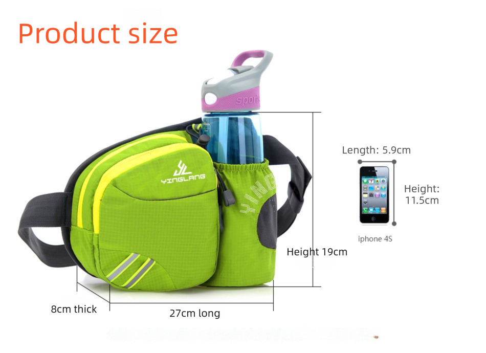 Orange Lightweight Running Waist Pack with Stable Bottle Holder - Multi-Functional Nylon Sports Fanny Pack for Marathon, Hiking, Cycling & Climbing