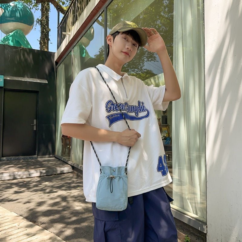 Black Durable Nylon Small Square Phone Bag - Quick-Access Magnetic Closure, Versatile All-Match Shoulder Pouch