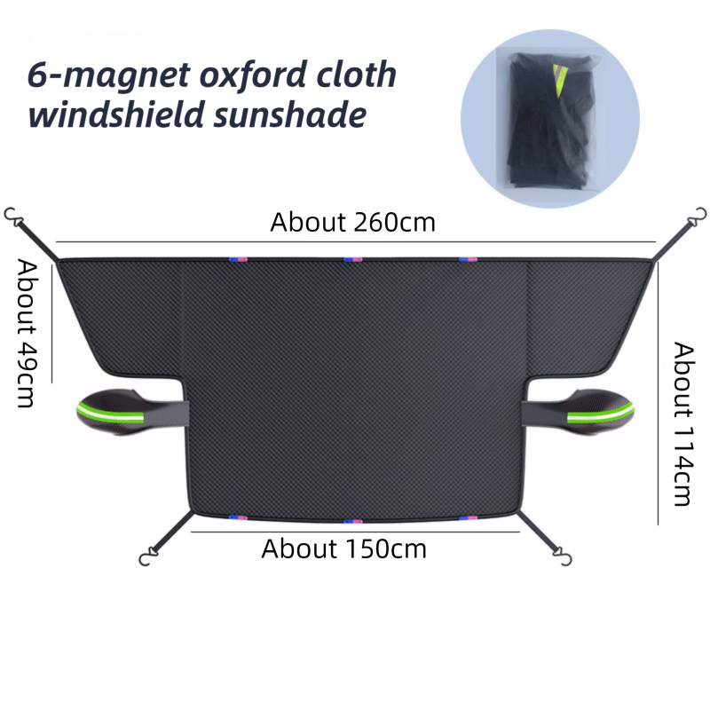 Durable Car Protector with Extra-Large 253cm Coverage - All-Season Snow & Sun Protector, 6-Magnet & 4 Strap Windproof System(Black & Green)