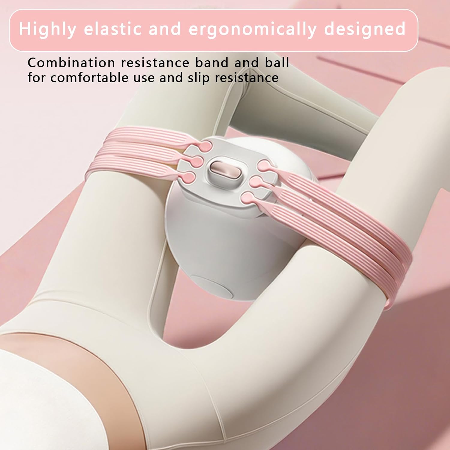 Pink 3-Level Resistance Pelvic Floor & Inner Thigh Trainer - Multi-Function Kegel Exercise Set with 25cm Yoga Ball & 3-Pair Resistance Rope