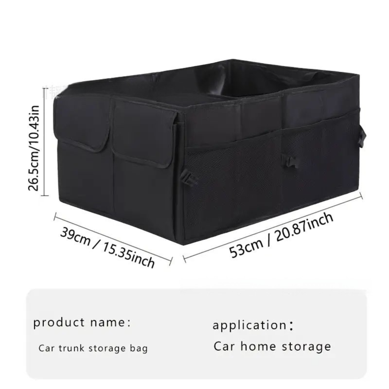 Heavy-Duty Foldable Car Trunk Organizer with Handles - Large Capacity Cargo Storage Box for Groceries & Gear (53x39x26.5 CM)