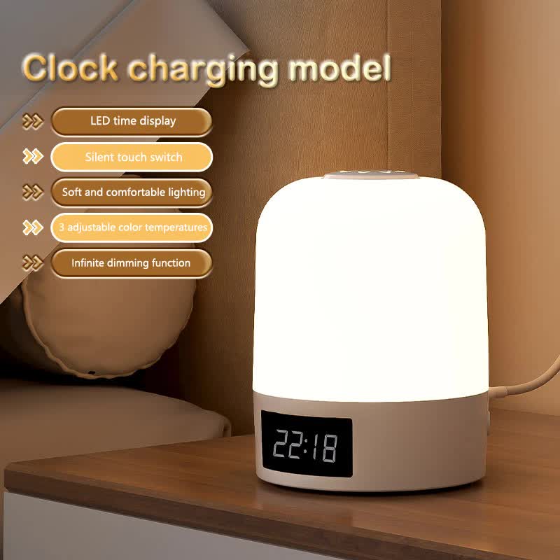 Smart Digital Clock Night Light - Touch Dimmable Bedside Lamp & Sleep Aid for Nursery, Feeding & Bedroom (K2022)