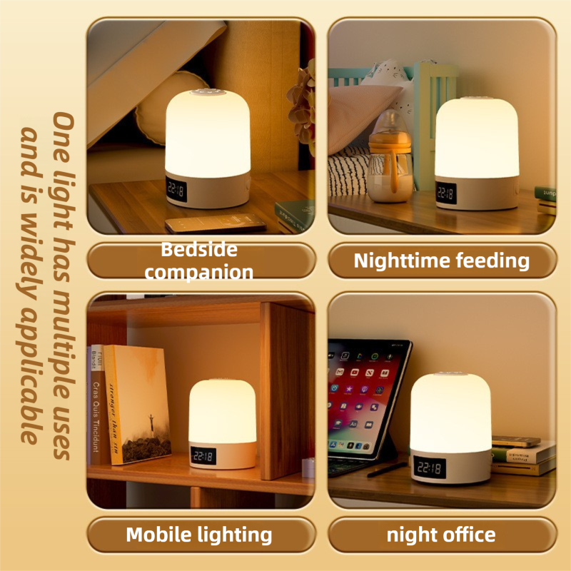 Smart Digital Clock Night Light - Remote Dimmable Bedside Lamp & Sleep Aid for Nursery, Feeding & Bedroom (K2022)
