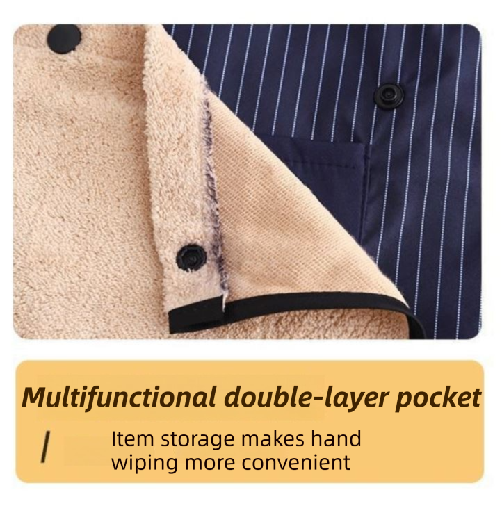 Brown Waterproof & Oil-Proof Cross-Back Kitchen Apron with No-Tie Slip-On Design and Detachable Hand Towels