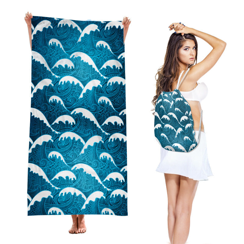 2-in-1 Integrated Quick-Dry Beach Towel Backpack(Style 1) - Foldable Microfiber Sand-Free Towel (Unfolded 75*150cm / Folded40*45cm)