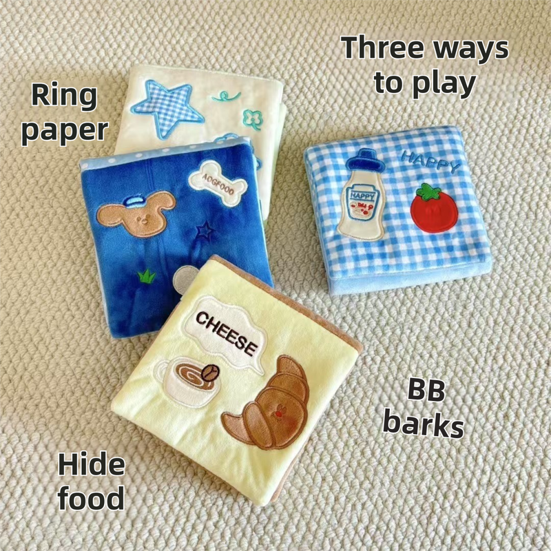 Soft Plush Interactive Sniffing Wallet with Hidden Treat Pockets (Style 1) - Squeaky Enrichment & Boredom Buster for Dog