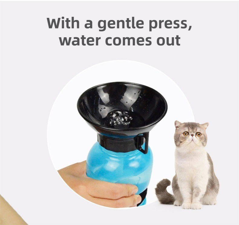 Pink 500ML Portable Pet Dog Water Bottle with 10cm Wide Bowl - Leakproof Travel Drinker for Outdoor Walking and Hiking