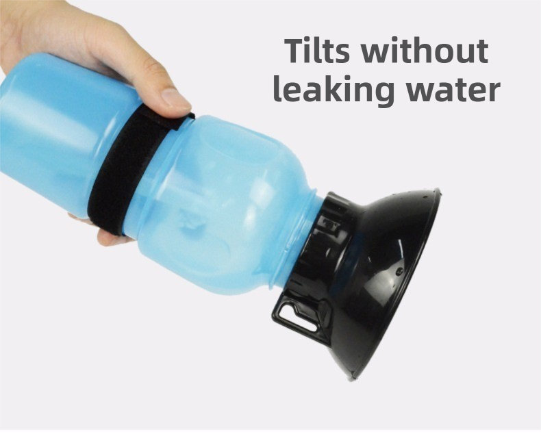 Brown 500ML Portable Pet Dog Water Bottle with 10cm Wide Bowl - Leakproof Travel Drinker for Outdoor Walking and Hiking