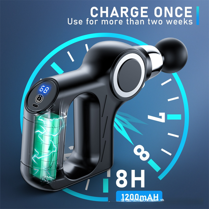 Red Portable Mini Triangle Massage Gun with 6 Heads & 6 Speed Setting - High Frequency Muscle Stimulator for Professional Fitness (Button Model)