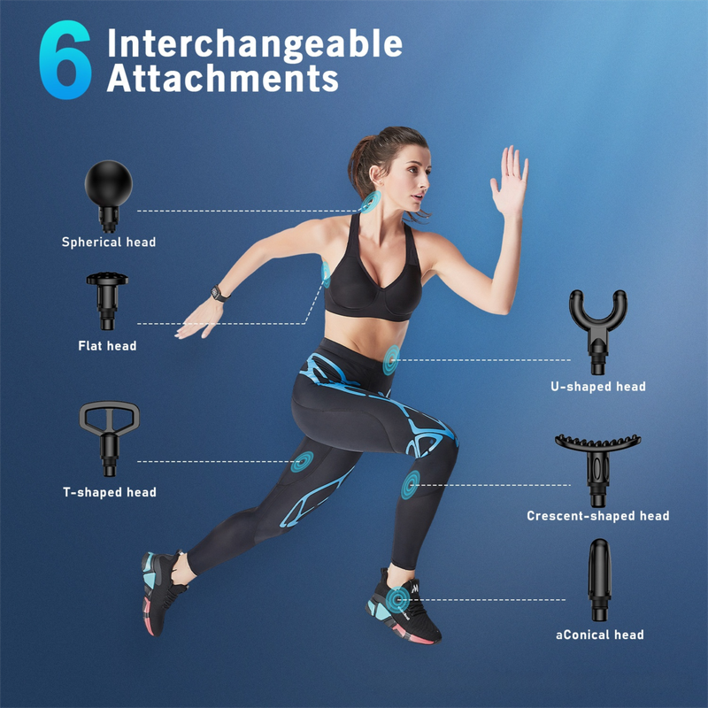 Red Portable Mini Triangle Massage Gun with 6 Heads & 6 Speed Setting - High Frequency Muscle Stimulator for Professional Fitness (LCD Model)