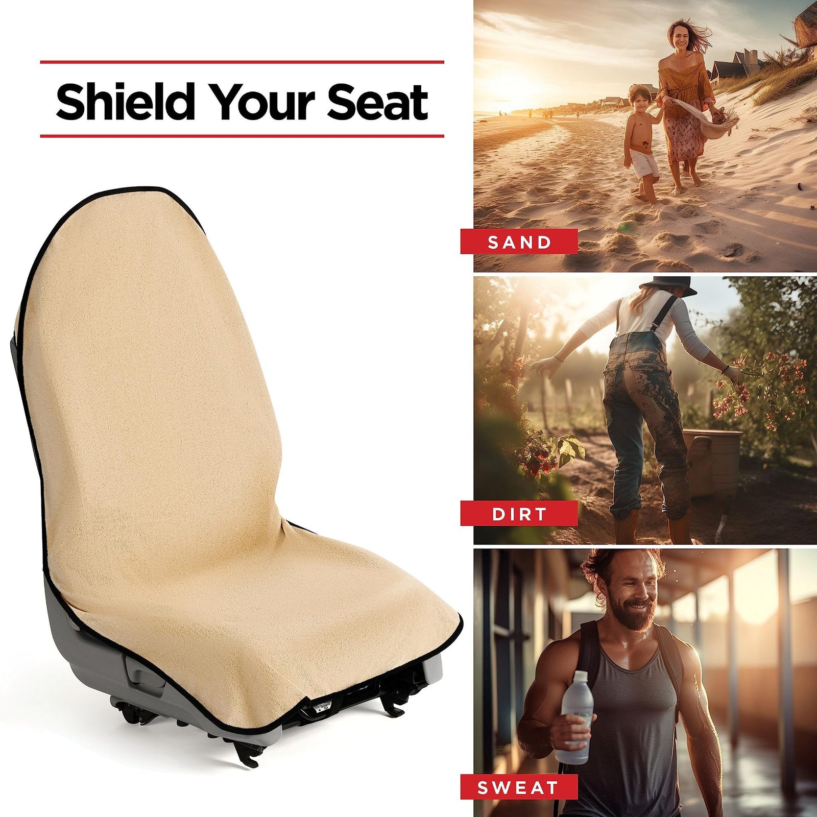 Black Waterproof Towel Car Single Seat Cover - Universal Non-Slip Sweat-Absorbent Bucket Seat Protector for Gym Fitness and Beach