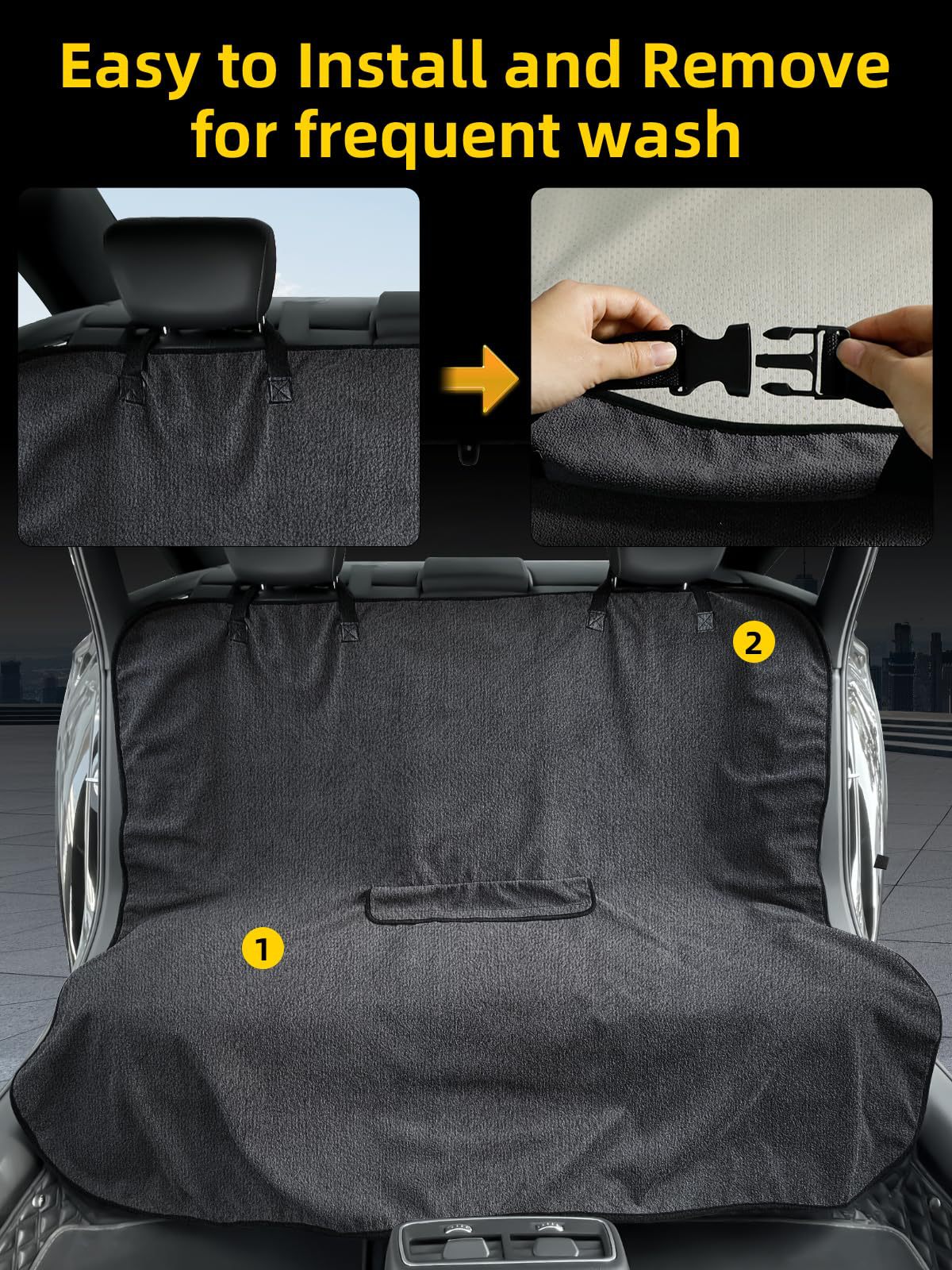 Grey Waterproof Towel Car Back Seat Cover - Universal Non-Slip Sweat-Absorbent Bucket Seat Protector for Gym Fitness and Beach