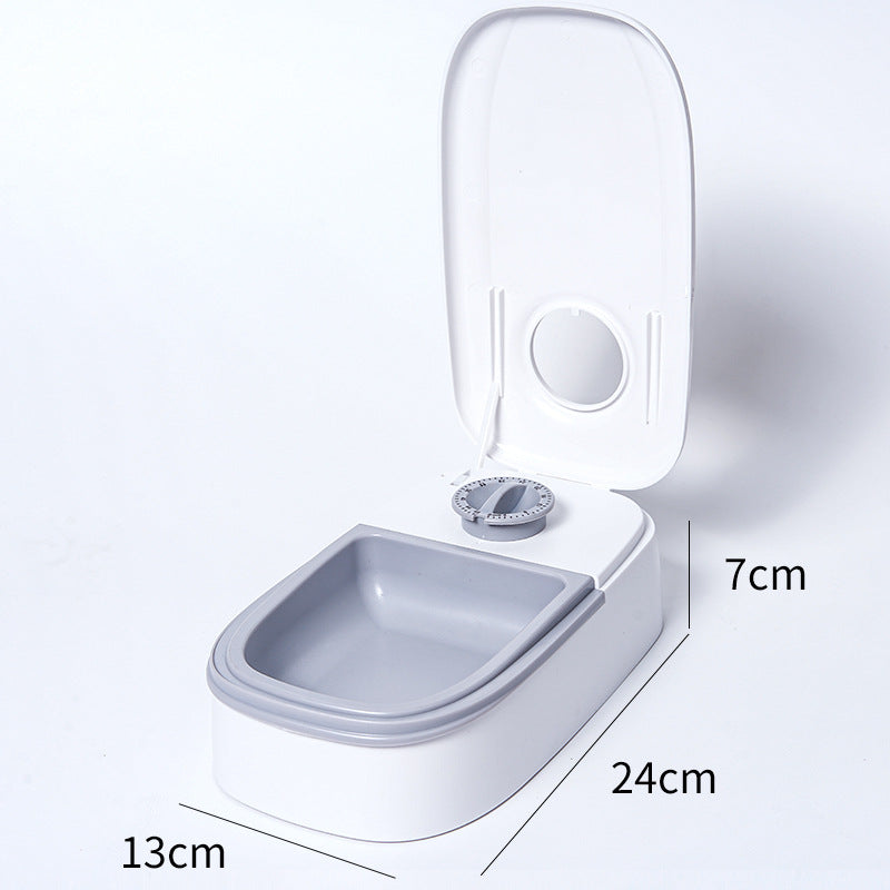 Grey Silent Automatic Pet Single Meal Dispenser with Rotary Buckle - Longest 48H Scheduled and Long Battery Life, Detachable for Easy Cleaning