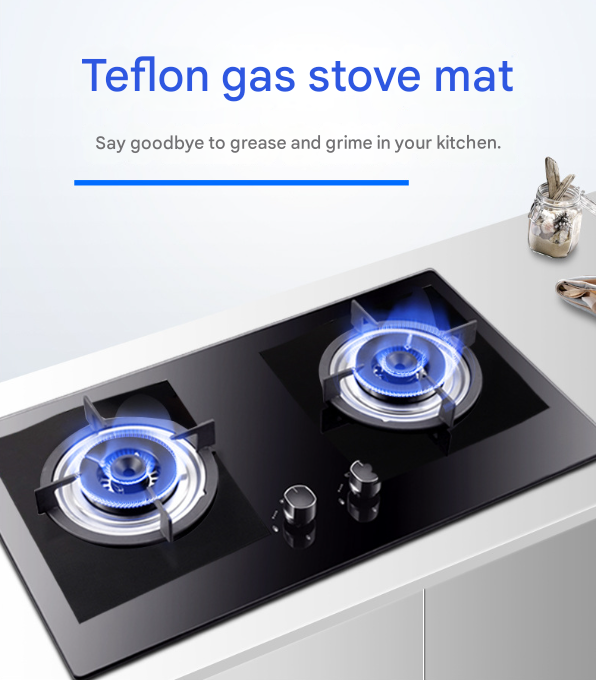 2-Piece Sliver Reusable Oil-Proof Teflon Stovetop Burner Liners - Cuttable, Non-Stick, Heat-Resistant & Dishwasher Safe Clean Pad