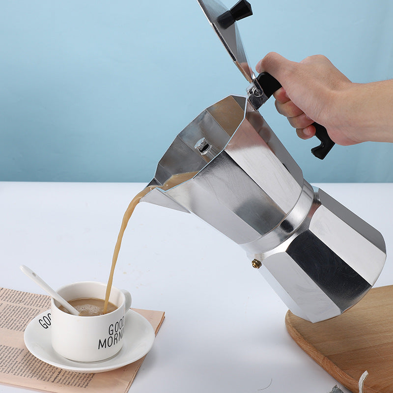 300ML Premium Octagonal High Pressure Moka Pot - Classic Italian Aluminum Coffee Maker for Rich Espresso Flavor