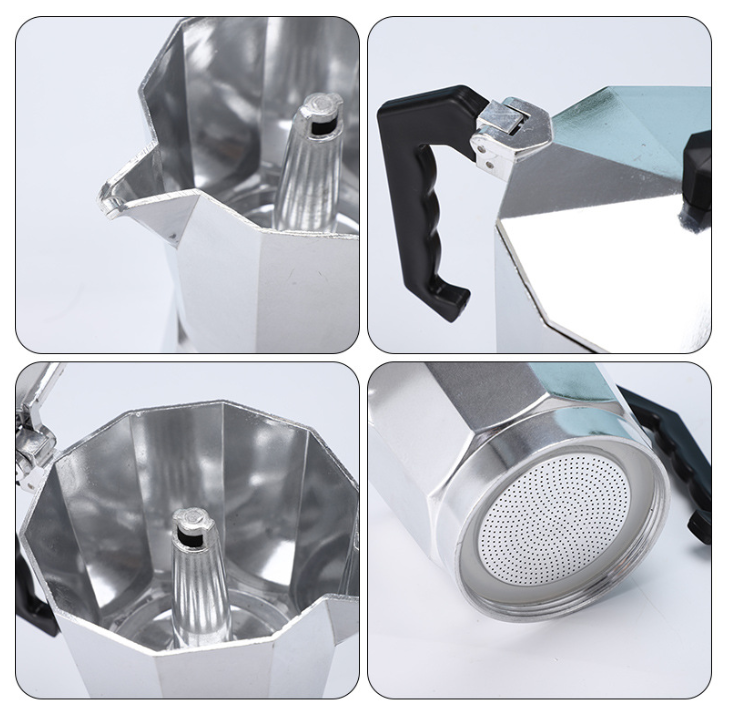 450ML Premium Octagonal High Pressure Moka Pot - Classic Italian Aluminum Coffee Maker for Rich Espresso Flavor
