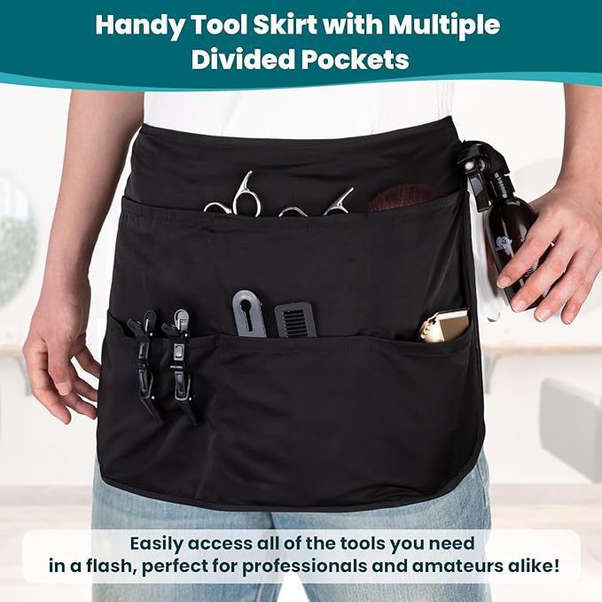 Black 10-Pocket Multi-Purpose Half-Body Utility Apron - Heavy-Duty Organizer Belt for Gardening, Makeup & Hardware