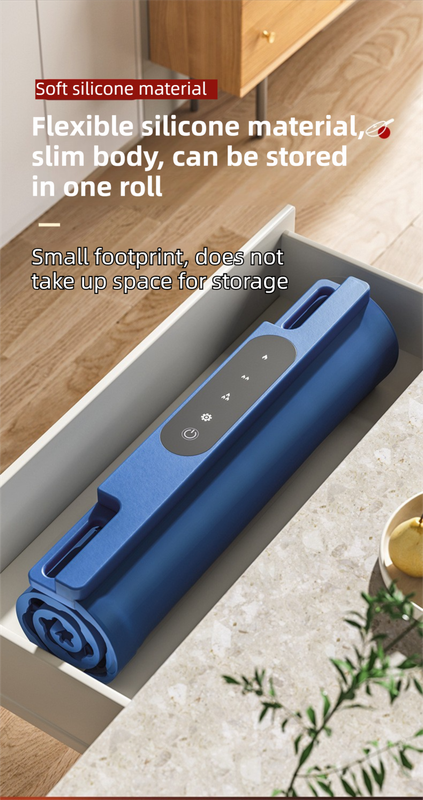 Blue 65x38CM Roll-Up Food Warming Silicone Mat with Precise Temprature Control & 240W High Power - Waterproof and Oilproof Thermal Table Pad