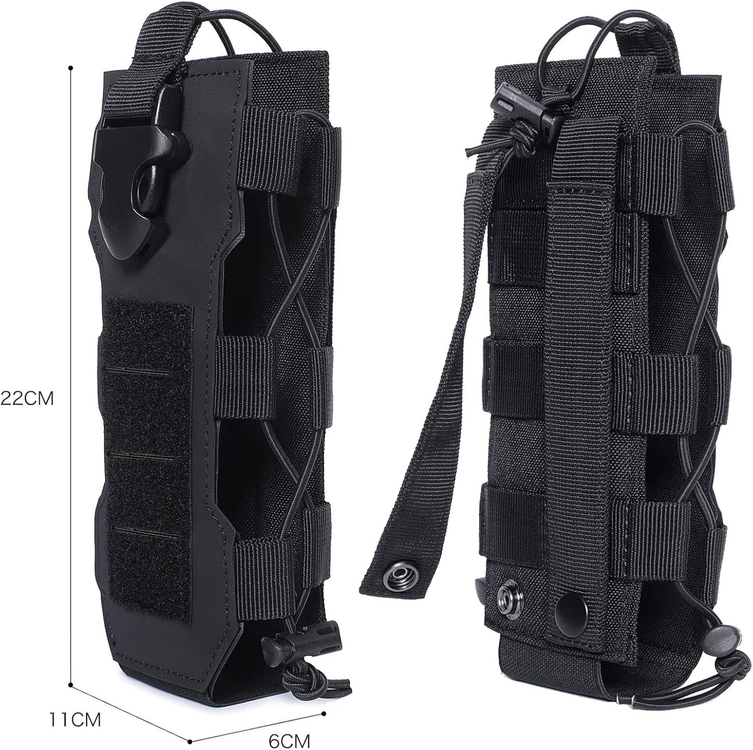 Green Adjustable Tactical Water Bottle Pouch - Multi-Functional MOLLE Compatible Accessory Bag for Hiking & Outdoor Survival
