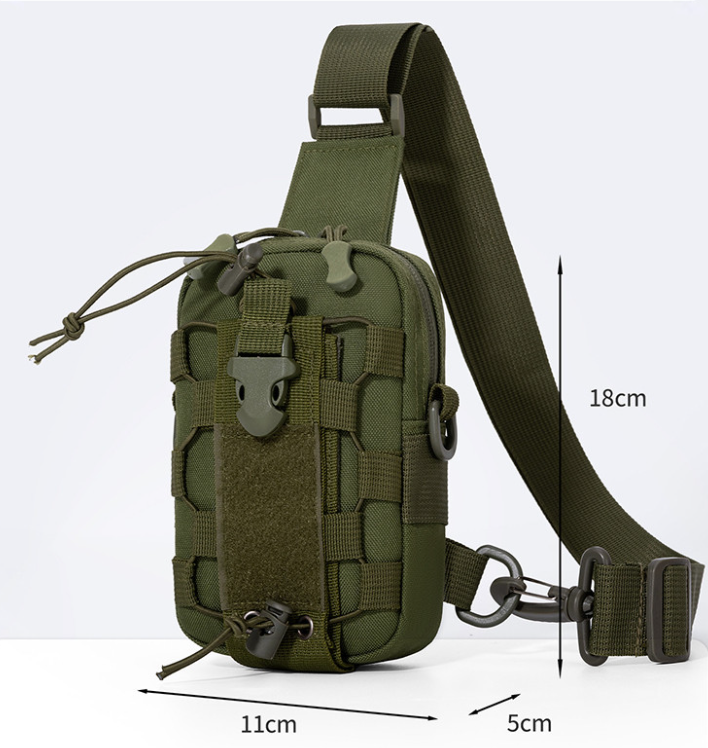 Red Outdoor Tactical Water Bottle Chest Bag - High-Capacity Phone Pouch with Expansion System for Cycling Camping and Fishing