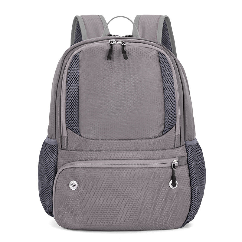 24L High-Capacity Grey Basketball Backpack with Shoe Compartment & Dedicated Ball Zone - Waterproof & Durable Oxford Training Bag