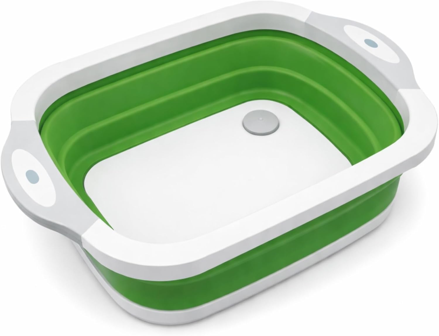 3-in-1 Green Collapsible Cutting Board & Drain Basin & Storage Tub - Portable Multifunctional Food Grade Storage Basket(37x27x12cm)