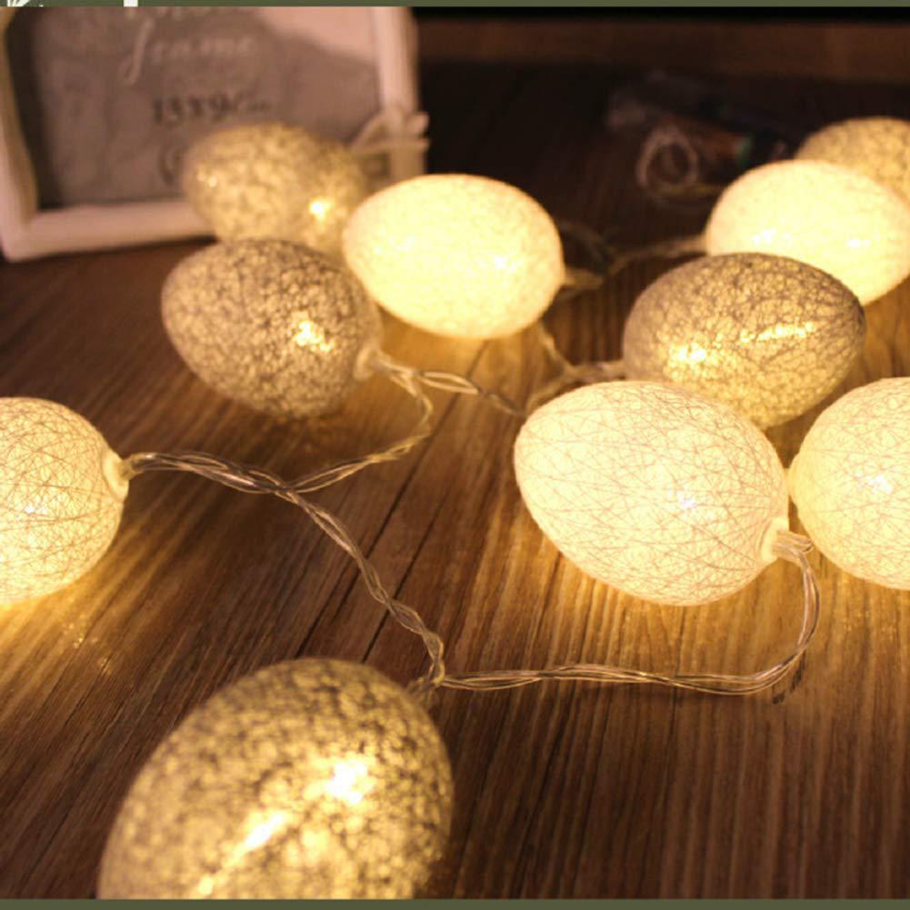 3M Easter Cotton Ball Egg String Lights (20 LED) - Colorful Egg-Shaped Fairy Light Holiday Decor