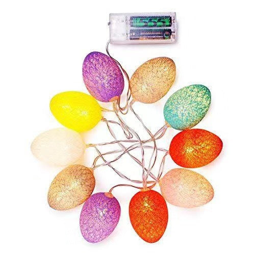 3M Easter Cotton Ball Egg String Lights (20 LED) - Colorful Egg-Shaped Fairy Light Holiday Decor