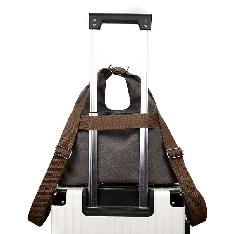 Black Versatile 3-in-1 Canvas Backpack and Shoulder Bag Large Capacity Handbag for Women Ideal for Travel School and Everyday Use