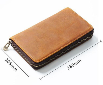 Wine Red Genuine Crazy Horse Leather Fountain Pen Case Zippered Organiser Pouch with 5 Elastic Loops & Mesh Pocket Vintage Stationery Holder