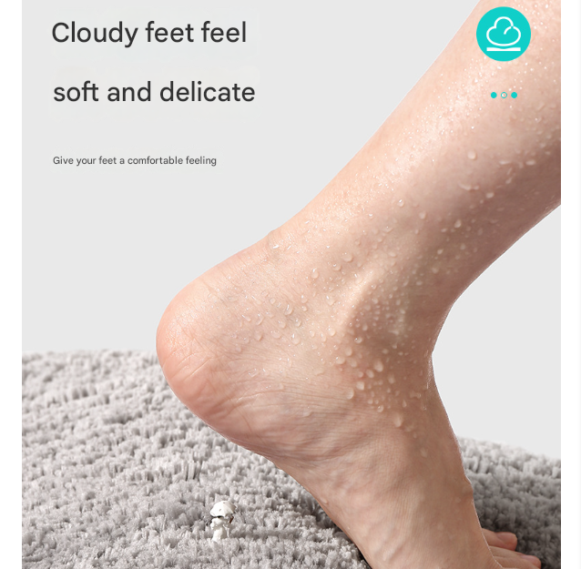 Light Grey 50*80cm Luxury 3.5cm Shag Bath Mat | Silver Ion Antibacterial Technology | Quick Dry Non-Slip TPR Bathroom Rug