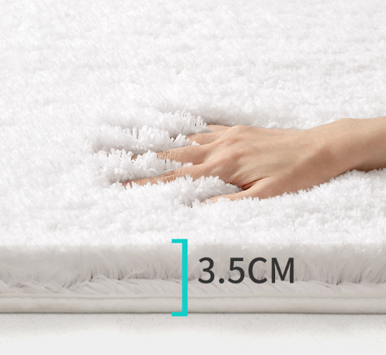 Light Grey 50*80cm Luxury 3.5cm Shag Bath Mat | Silver Ion Antibacterial Technology | Quick Dry Non-Slip TPR Bathroom Rug