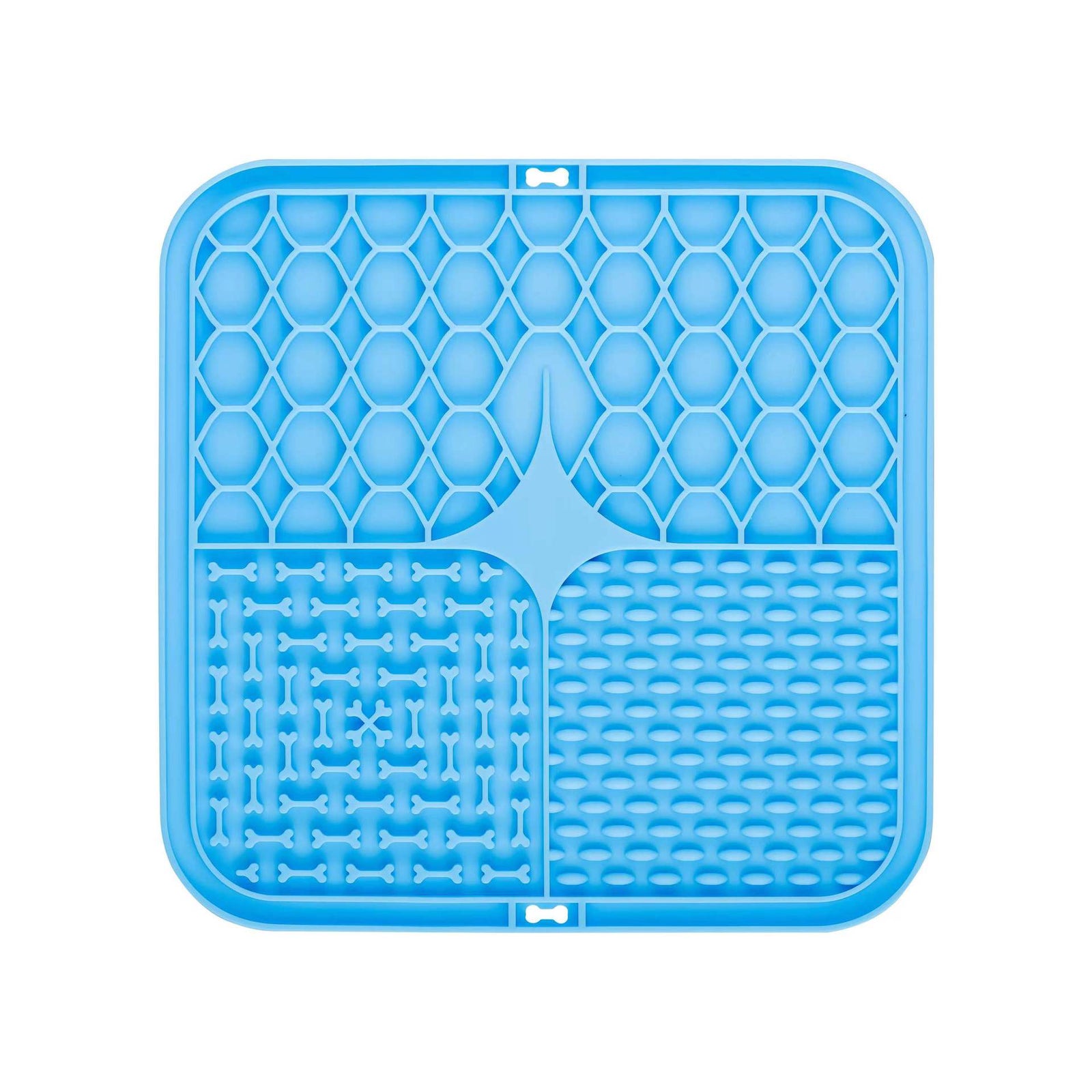 2PCS Blue 20 x 20 cm Silicone Pet Lick Mat | Multi-Zone Slow Feeder Pad with Suction Cups | Anxiety Relief Dog & Cat Bowl