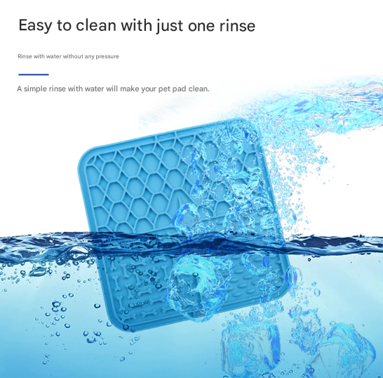 2PCS Blue 20 x 20 cm Silicone Pet Lick Mat | Multi-Zone Slow Feeder Pad with Suction Cups | Anxiety Relief Dog & Cat Bowl