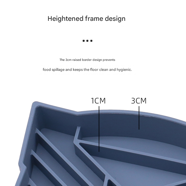 Grey Silicone Anti-Gulping Slow Feeder Mat | Unique Pet Food Maze Design | Non-Slip Suction Base for Dogs and Cats